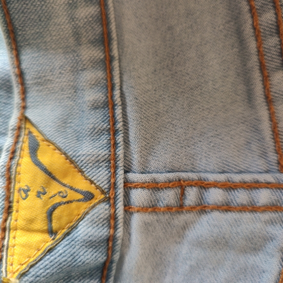 Flower silk scream women's long Denim Skirt us size 8 please with lace - Picture 5 of 6